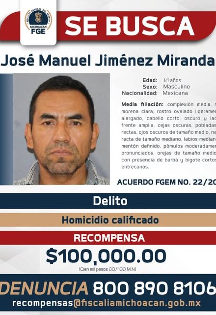 Fiscalía de Michoacán ofrece 100 mil pesos de recompensa por exjefe de escoltas de Carlos Manzo